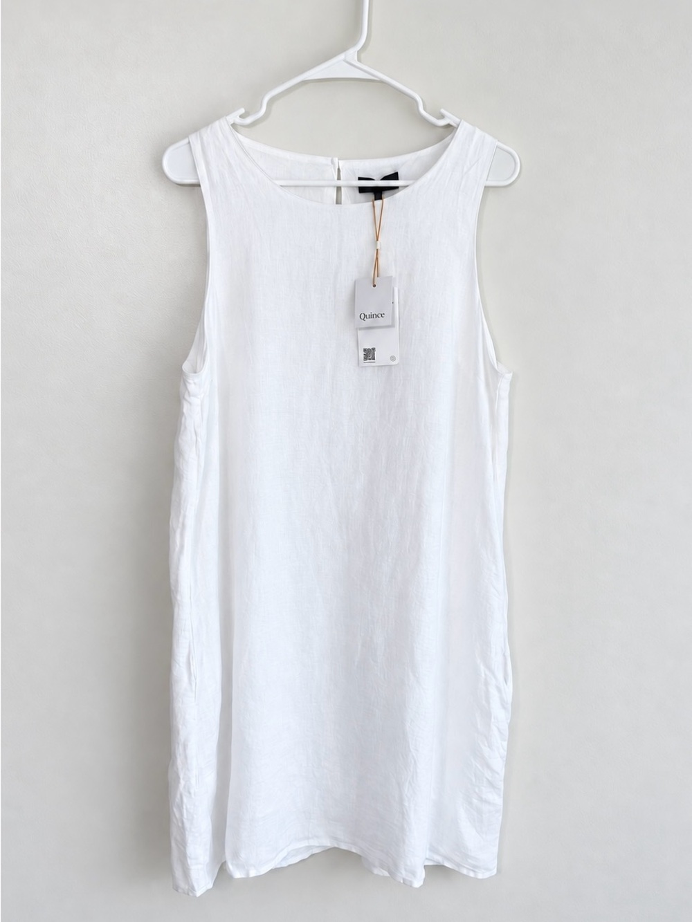 Quince European Linen Tank Mini Dress White Large NWT